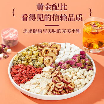 同仁堂阿胶人参玫瑰茶红黑糖红枣枸杞桂圆茶补气血女性滋补品养生茶450g