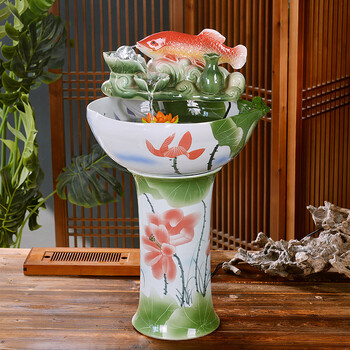 红得发紫 景德镇陶瓷养锦鲤金鱼缸别墅庭院荷花缸 睡莲缸室内客厅招财