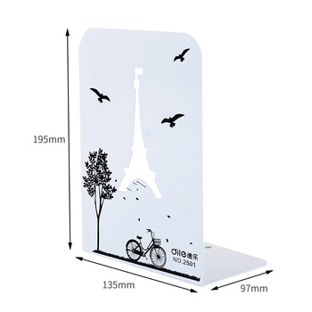 递乐 金属铁镂空书立夹/学生书立架/书夹/书靠/书挡/书板创意办公文具用品2片/副 2501铁塔款