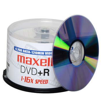 麦克赛尔（Maxell）DVD+R光盘 刻录盘 光碟 空白光盘 16速4.7G 影音系列桶装50片