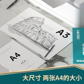 得力（deli）珊瑚海A3打印纸 70g500张单包复印纸 双面绘图纸 手抄报画纸 非A4规格 7364【销冠系列】
