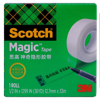 3M 思高 隐形胶带 磨砂透明神奇错题胶带 无痕隐形 可黏错题  办公用品 810-CH33 12.7mm×33m 1包装
