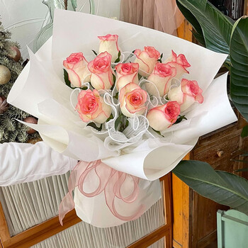 花芊居全国洛神爱莎粉玫瑰花束送女友上海鲜花速递同城深圳生日配送