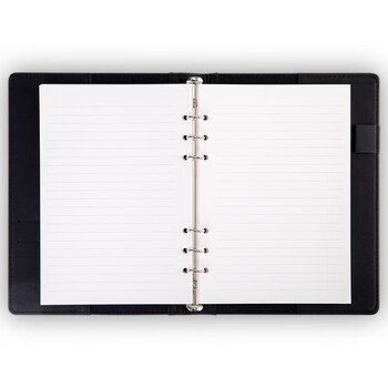 得力（deli）(deli)25K100张活页笔记本子文具 莫兰迪色系商务记事本皮面本办公用品210mm*145mm 黑色22287