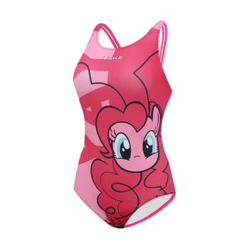 儿童泳衣女童新款小马宝莉专业连体训练青少年游泳衣儿童泳衣玫红小马