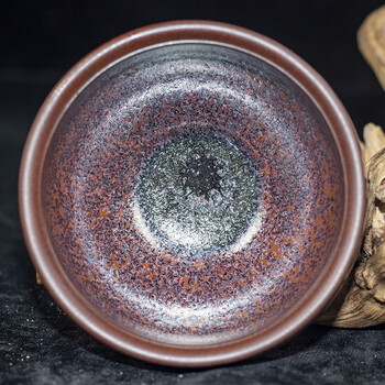 柴烧【紫金铁锈将军盏】宋风古韵 白丽琴  非实物拍照 建阳建盏 口径