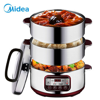 
                                                            美的（Midea）多用途锅多功能电蒸锅电火锅电煮锅电热锅不锈钢三层14.8L智能预约定时SYS28-22                