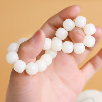 戚小米白玉菩提手串女学生版绕指柔文盘玩老型桶珠手持菩提根手串念珠
