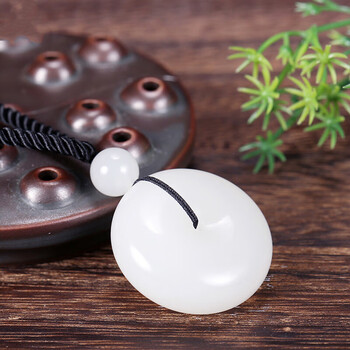 甄祥 新疆天然和田玉羊脂白玉平安扣吊坠男女情侣款玉石挂件大号平安