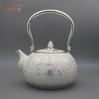 杨氏六喜纯银茶具套装家居茶室足银999兰花藤禅之莲烧水壶泡茶壶茶杯礼品提梁壶约615克足银999配质检证书 图片价格品牌报价 京东