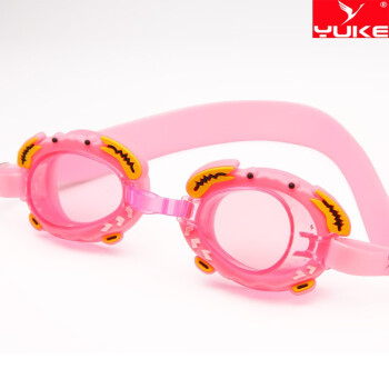 儿童泳镜高清防雾防水螃蟹 羽克卡通游泳镜可爱游泳眼镜 粉色