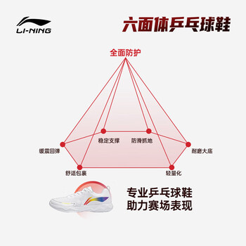 李宁（LI-NING）乒乓球鞋麒麟3.0ESS男女同款防滑减震运动鞋训练鞋 标准白 39 