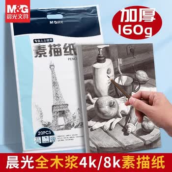 晨光（M&G）8K/160g水粉纸APYMX268画纸加厚绘画纸美术写生临摹学生用初学者速写铅画纸开学必备 2袋共40张