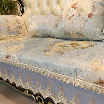 欧式沙发垫四季通用防滑轻奢皮沙发坐垫套罩高端简约大方 安娜淡雅蓝