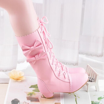 女童高跟靴子长筒皮靴儿童高筒靴2019新款韩版公主靴女孩保暖长靴