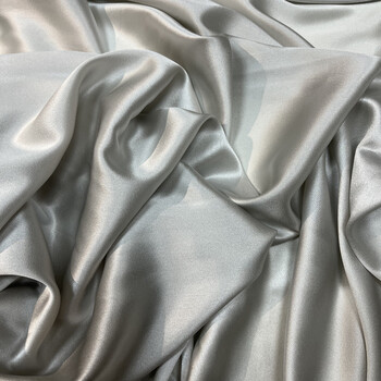 真丝布料零头布绸布料100弹力缎素绉缎大块零头布白色处理 16姆米灰