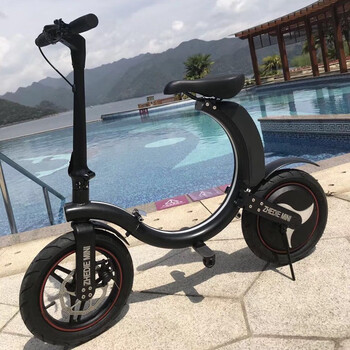 振众力迷你折叠电动车网红代步助力自行车黑色9a锂电池跑28km