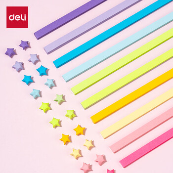 得力(deli)1000条/20色星星折纸 手工彩纸幸运星祝福许愿星纸条 男孩女孩生日儿童开学文具