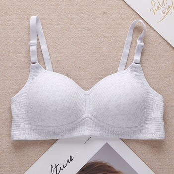 法式少女螺纹内衣女学生聚拢型文胸薄款发育防下垂浅灰浅灰3680b