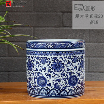 古美術 景德鎮 人民瓷廠 筆筒 青花花纹笔筒 景德鎮青花瓷毛筆筒陶瓷筆筒毛筆桶仿古復古中國風大小號毛筆筆筒