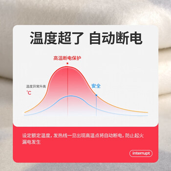 彩虹 全线路安全保护调温电热毯（单人）舒适绒1.6米*1米，开关随机1311A 