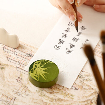 漢墨 彩漆黄铜花鸟镇尺 镇纸创意古风书法压尺文镇2支礼盒装文房四宝高颜值铜器摆件礼物 