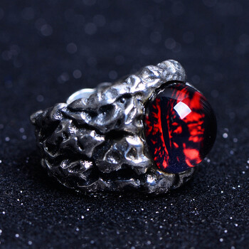 fakman银戒指男霸气裂地鬼之眼开口戒指潮人个性食指指环925银红色