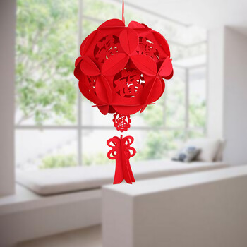 装饰无纺布宫灯大红灯笼春节日布置福字喜字新年灯笼 小号福字花球