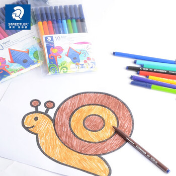 施德楼(STAEDTLER)10色水彩笔可水洗彩色画笔勾线笔幼儿园儿童美术绘画用1.0纤维笔尖水性墨水326C10水彩笔 施德楼(STAEDTLER)10色水彩笔可水洗彩色画笔勾线笔幼儿园儿童美术绘画用1.0纤维笔尖水性墨水326C10水彩笔