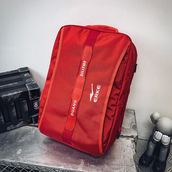 鸿星尔克双肩包男女大容量旅行初中高中大学生书包单肩斜挎包红色大号