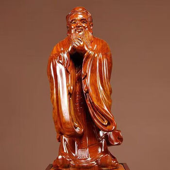 花梨木の精彫りの孔夫子彫像 花梨木の精彫りの孔夫子彫像 中国玉石彫刻神獣玉器玉壁玉飾玉珮MR5555