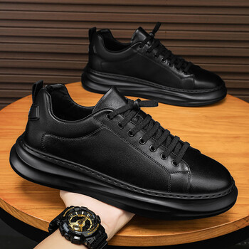 安誻断码男鞋秋季新款小白鞋潮流休闲鞋厚底时尚百搭运动男士板鞋黑色