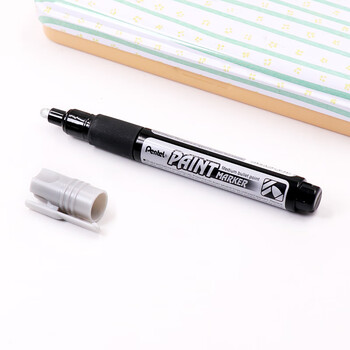 派通（Pentel ）彩色圆头油漆笔 防水速干记号笔粗头大字广告笔MMP20 银色单支装