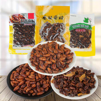 京濮飞新鲜油炸麻辣蚕蛹五香蚕蛹山东特产香酥蚕蛹即食高蛋白小吃油炸