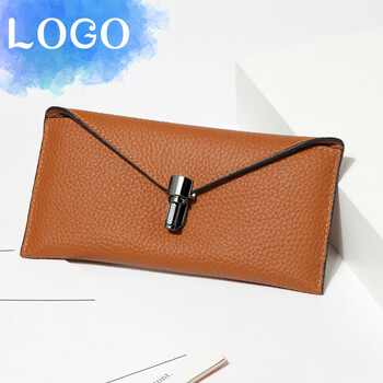 mdngeeyo品牌 真皮薄钱包女长款设计感大容量钱夹放手机轻便软皮 土