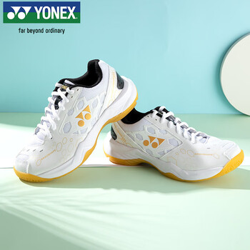 YONEX尤尼克斯羽毛球鞋yy入门级训练减震动力垫男女SHB101CR 白/金37码 YONEX尤尼克斯羽毛球鞋yy入门级训练减震动力垫男女SHB101CR 白/金37码