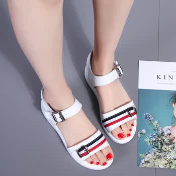 欧文明星ouwenmingxing女童凉鞋夏季新款百搭少女孩时尚皮面厚底中大
