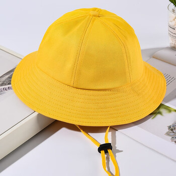 幼儿园小黄帽logo定制纯棉儿童渔夫帽防晒帽小学生遮阳帽子定做 黄色