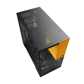 几何未来（GeometricFuture）Model5悟空电脑机箱 黑黄（支持EATX主板/50系显卡/420/360冷排/海景房/TypeC接口）