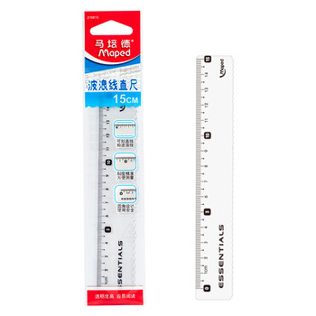 马培德（Maped）【开学必购】15cm波浪直尺 透明塑料带波浪线刻度尺 初高中小学绘图考试多功能学习尺子 210810CH