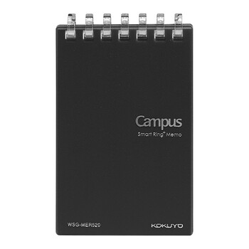 国誉(KOKUYO)A7活页本Campus超薄mini竖翻笔记本子记事本 5mm方格 黑色 20张 WSG-MER520D