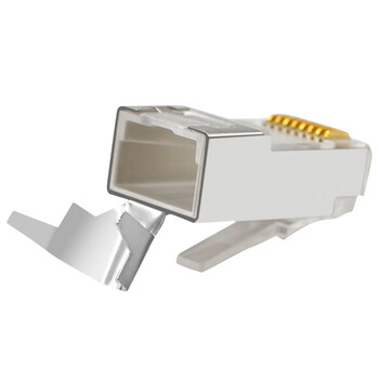 礼嘉 LJ-P730 七类铜壳屏蔽万兆水晶头 CAT7网线两件式7类水晶头RJ45镀金50U带燕尾夹1.3MM线孔 30个/包