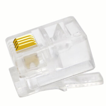 礼嘉 XL-DH430 工程级4芯电话水晶头6P4C水晶头 纯铜镀金工程级 RJ11语音两芯电话线插头连接头 30个装