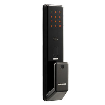 三星指纹锁密码锁电子锁shp-p50电子门锁 曜石黑【无忧安装】