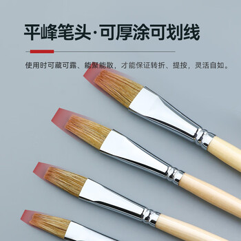 中盛画材(transon)油画笔 单支猪鬃平头水粉油画丙烯颜料专用画笔排笔 绘画手绘墙绘毛笔工具美术生5号美术写生 中盛画材(transon)油画笔 单支猪鬃平头水粉油画丙烯颜料专用画笔排笔 绘画手绘墙绘毛笔工具美术生5号美术写生