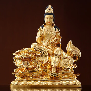 佛教护法 汉白玉华严三圣摆件 佛像工艺品 40厘米 文殊菩萨/尊【图片
