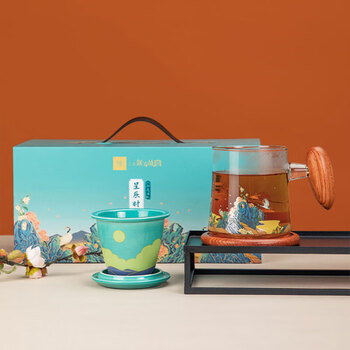 平仄故宫文创陶瓷杯茶水分离杯水杯珐琅御花园礼盒送长辈带杯垫440ml 