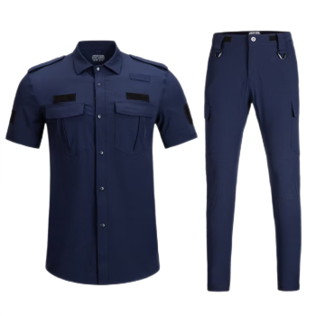 保安工作服夏季短袖作訓藍色制服彈力速乾麵料物業安保執勤服巡邏套裝