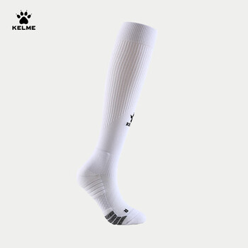 卡尔美（KELME）长筒足球袜防滑纱厚底高筒专业足球比赛训练精英运动袜 白色 S
