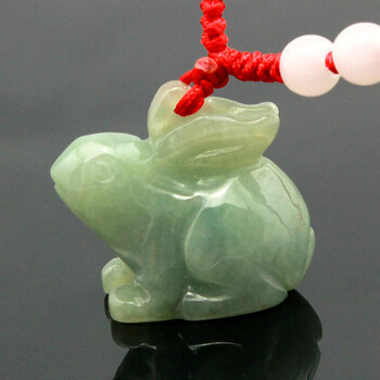 oein 【新品】狗年十二生肖属狗佩戴玉兔吊坠 狮兔送福兔迎福禄狗兔